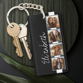 Personalisierte Schwarz-Weiß-Fotosammlungsplattfor Schlüsselanhänger