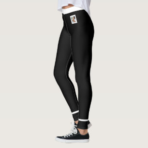 Personalisierte Schwarz-Weiß-Gestreifte Katzen-Fot Leggings
