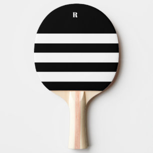Personalisierte schwarz-weiß gestreifte Totbeutel Tischtennis Schläger