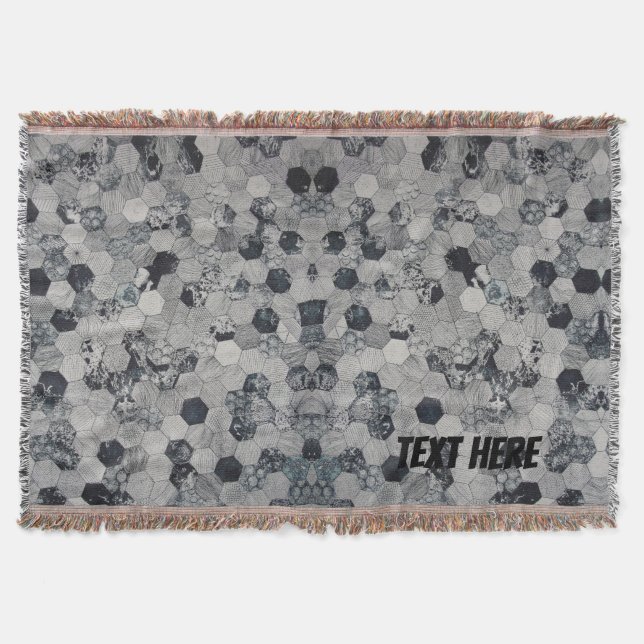 Personalisierte Schwarz-Weiß-Hexagon-Gradient Decke (Vorderseite)
