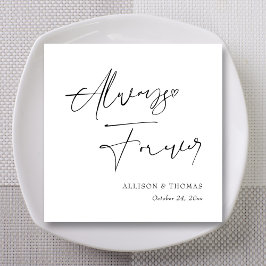 Personalisierte Schwarz-Weiß-Kalligrafie-Hochzeit Serviette