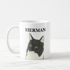 Personalisierte Schwarz-Weiß-Kat-Getränke-Coaster Kaffeetasse