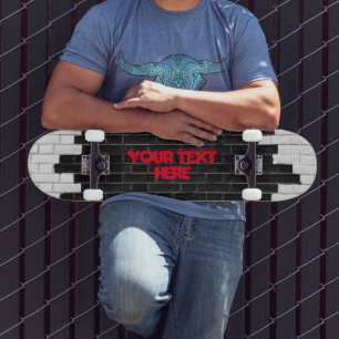 Personalisierte Schwarz-Weiß-Mauer Skateboard
