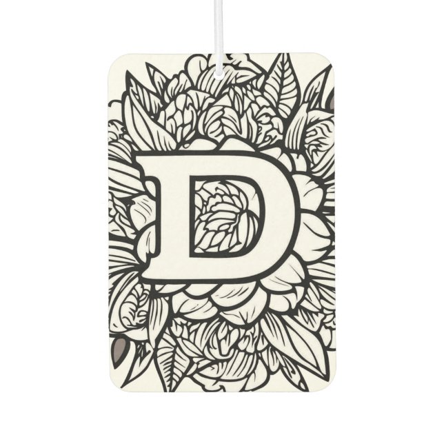 Personalisierte Schwarz-Weiß-Monogramm im Tattoo-S Autolufterfrischer (Vorderseite)