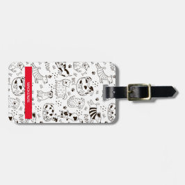 Personalisierte Schwarz-Weiß-Paws & Prints Gepäckanhänger