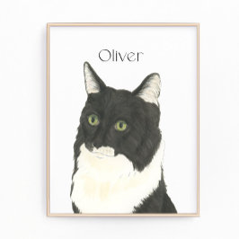 Personalisierte Schwarz-Weiß-Ragamuffin Katze Kuns Fotodruck