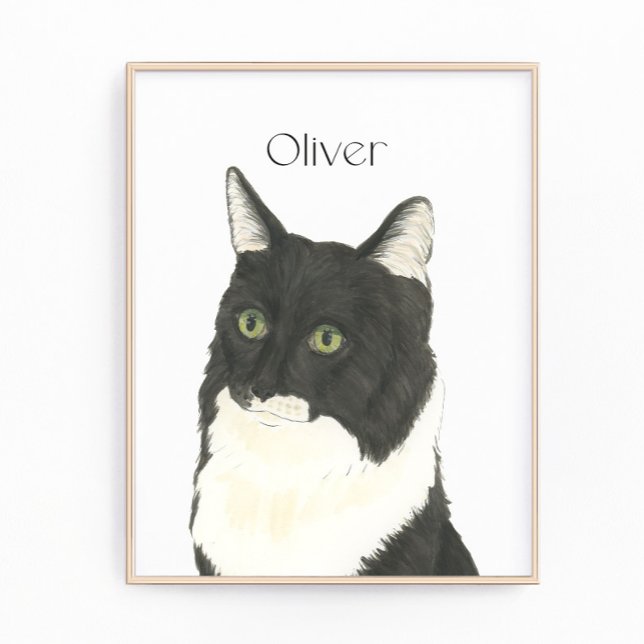 Personalisierte Schwarz-Weiß-Ragamuffin Katze Kuns Fotodruck (Von Creator hochgeladen)