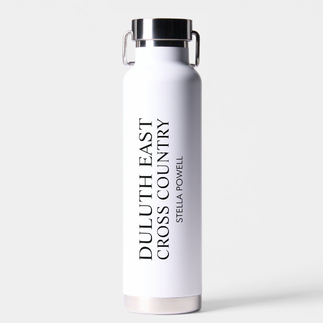 Personalisierte Schwarz-Weiß-Schule Trinkflasche (Vorne)