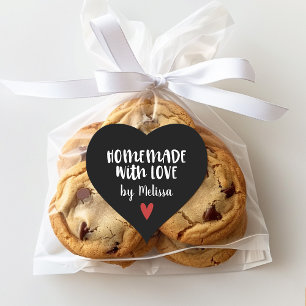 Personalisierte Schwarz-weiße hausgemachte Liebe Herz-Aufkleber