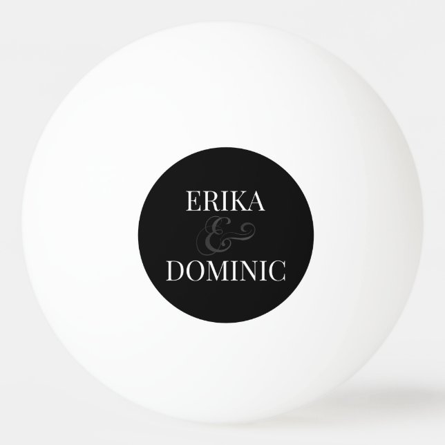 Personalisierte Schwarz-weiße Hochzeit  Tischtennisball (Vorderseite)