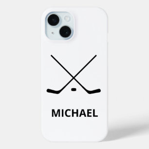 Personalisierte Schwarz-weiße Hockeyschläger Case-Mate iPhone Hülle