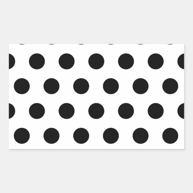 Personalisierte schwarz-weiße Polka-Punkte Rechteckiger Aufkleber (Vorderseite)