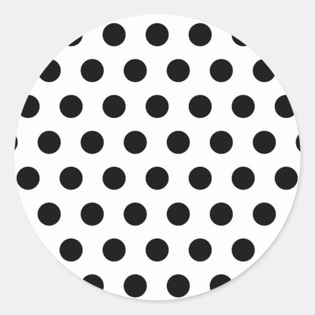 Personalisierte schwarz-weiße Polka-Punkte Runder Aufkleber (Vorderseite)