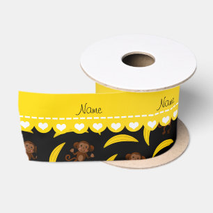 Personalisierte schwarze Affenamensbananen Satinband