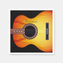 Personalisierte schwarze akustische Gitarre 2 Serviette