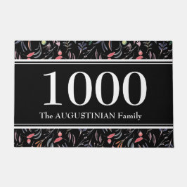 Personalisierte schwarze Blume Fußmatte