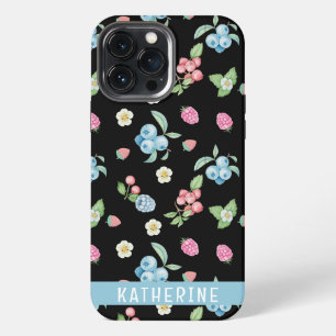Personalisierte schwarze Frucht Muster benutzerdef iPhone 13 Pro Max Hülle