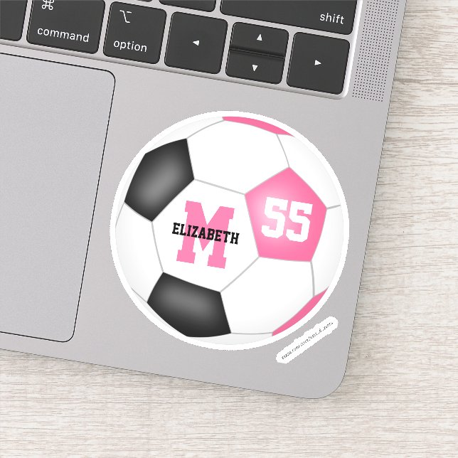 Personalisierte schwarze Fußballermädchen Aufkleber (Detail)