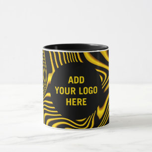 Personalisierte schwarze gelbe Goldwirbel-Textur Tasse