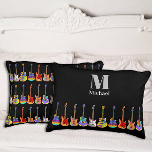 Personalisierte schwarze Gitarren Dekokissen