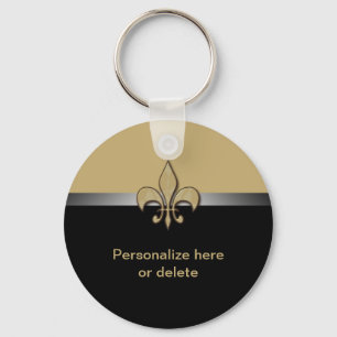 Personalisierte schwarze GoldLilie Schlüsselanhänger