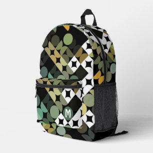 Personalisierte schwarze grüne beige Midcentury-Ku Bedruckter Rucksack