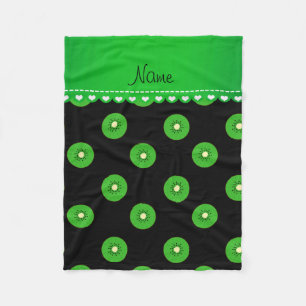 Personalisierte schwarze grüne Namenskiwi Fleecedecke