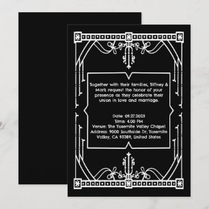 Personalisierte schwarze Hochzeitseinladungskarte Einladung
