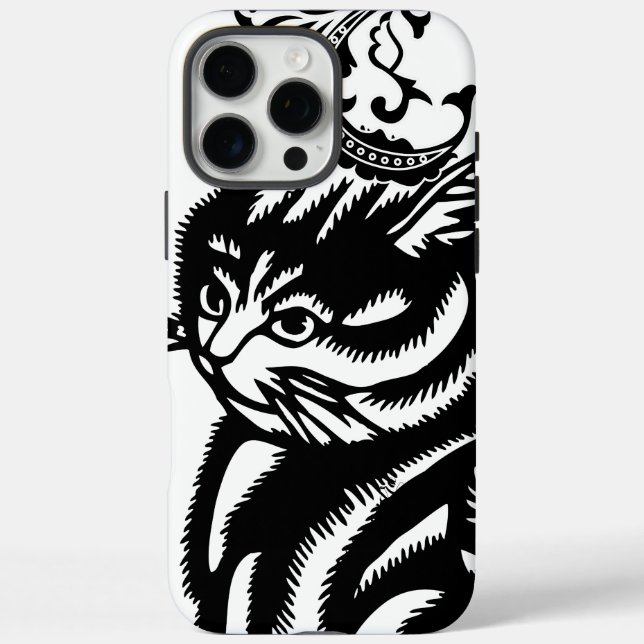 Personalisierte Schwarze Katze iPhone 16 Pro Max Hülle (Rückseite)