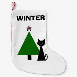 Personalisierte Schwarze Katze Kleiner Weihnachtsstrumpf