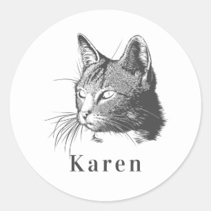 Personalisierte Schwarze Katze Kunsthandwerk gezei Runder Aufkleber
