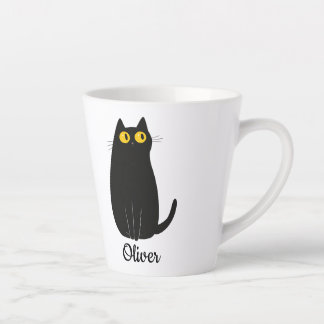 Personalisierte Schwarze Katze Latte Tasse - Benut