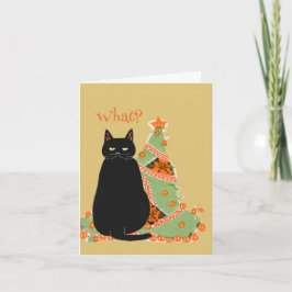 Personalisierte Schwarze Katze mit Höhepunkt Weihn Feiertagskarte