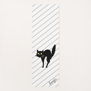 Personalisierte schwarze Katze mit Rücken Yogamatte