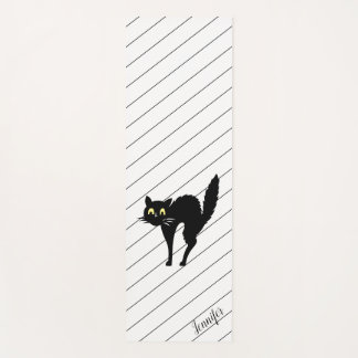 Personalisierte schwarze Katze mit Rücken Yogamatte