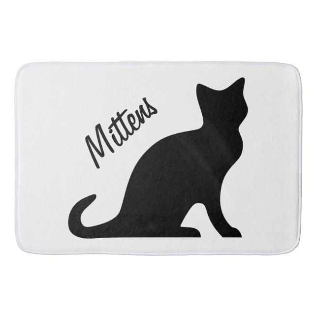 Personalisierte schwarze Katze rutschfest Badewann Badematte (Vorderseite)