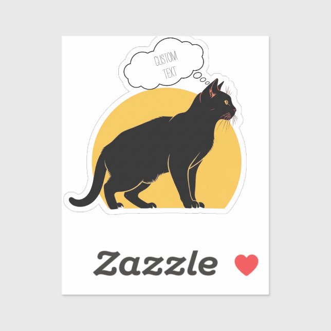 Personalisierte Schwarze Katze und Moon-Laptop-Auf Aufkleber (Blatt)