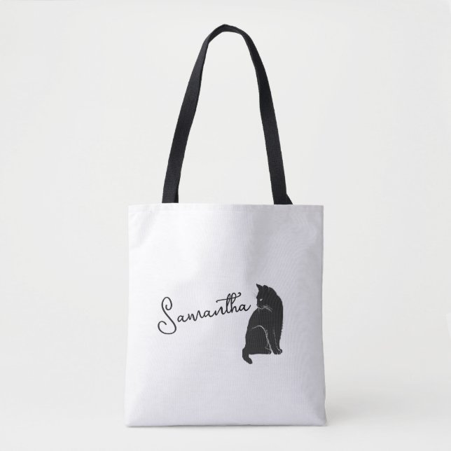 Personalisierte Schwarze Katze Zurück Tasche (Vorderseite)