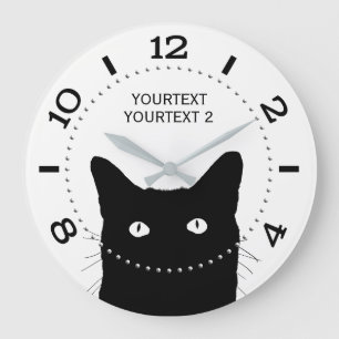 Personalisierte schwarze Katzen-Skala auf a Große Wanduhr