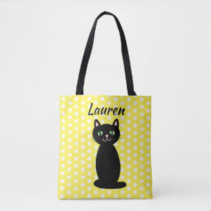 Personalisierte schwarze Katzensilhouette mit Punk Tasche