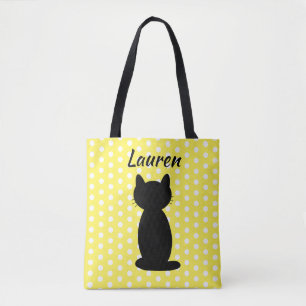 Personalisierte schwarze Katzensilhouette Punkte  Tasche