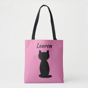 Personalisierte schwarze Katzensilhouette Tasche