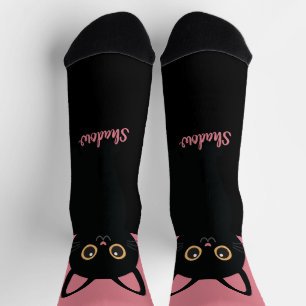 Personalisierte schwarze Katzensocken - Geschenk f Socken