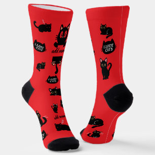 Personalisierte schwarze Katzensocken - Individuel Socken