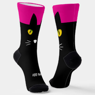 Personalisierte schwarze Katzensocken - Individuel Socken