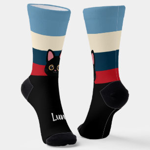 Personalisierte schwarze Katzensocken mit individu Socken