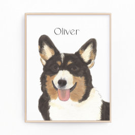 Personalisierte Schwarze Kopffarben Corgi Art Fotodruck