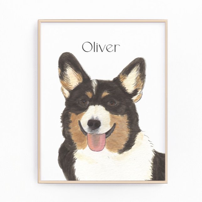 Personalisierte Schwarze Kopffarben Corgi Art Fotodruck (Von Creator hochgeladen)