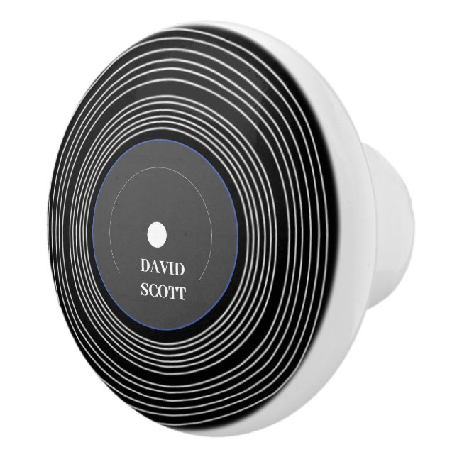 Personalisierte schwarze LP-Vinyl Keramikknauf (Rechts)