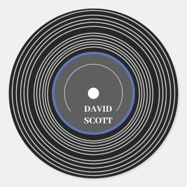Personalisierte schwarze LP-Vinyl Runder Aufkleber (Vorderseite)